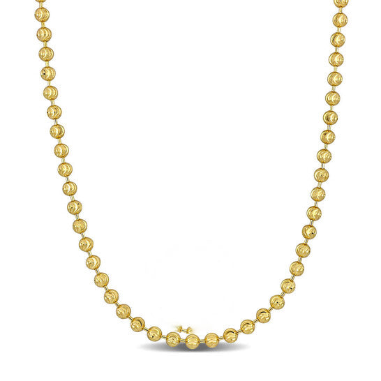 Original AMOUR 3mm Diamond Cut Ball Chain Necklace In 10K Yellow Gold, 16 In