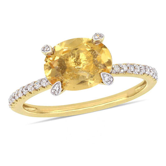 Original Amour 1/10 CT Diamond TW And 1 5/8 CT TGW Citrine Fashion Ring 10k Yellow Gold JMS005334