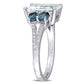 Original Amour 1/10 CT TDW Diamond and 4 CT TGW Ice Aquamarine, London Blue Topaz Cocktail Ring in Sterling Silver