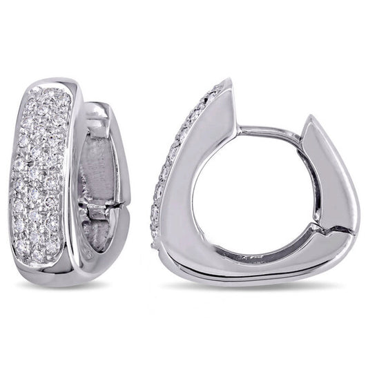 Original AMOUR 1/2 CT TW Pave Diamond Huggie Earrings In 18k White Gold