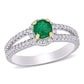 Original Amour 1/2 CT TGW Emerald and 1/2 CT TW Diamond Halo Split Shank Engagement Ring in 14k White and Yellow Gold