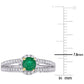 Original Amour 1/2 CT TGW Emerald and 1/2 CT TW Diamond Halo Split Shank Engagement Ring in 14k White and Yellow Gold