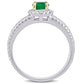 Original Amour 1/2 CT TGW Emerald and 1/2 CT TW Diamond Halo Split Shank Engagement Ring in 14k White and Yellow Gold