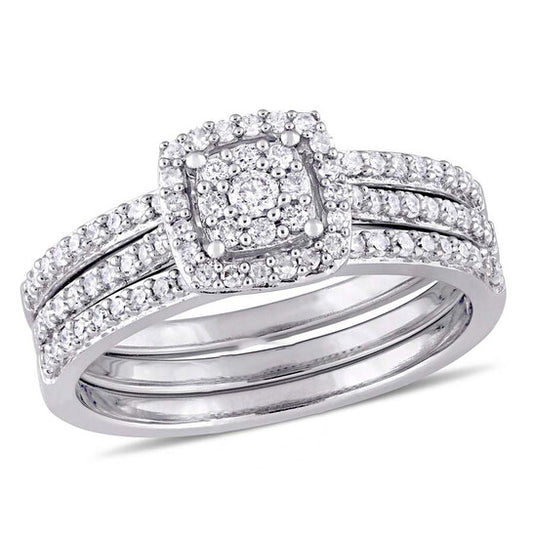 Original Amour 1/2 cttw Diamond Cluster Bridal Set Ring in 14K White Gold JMS005281