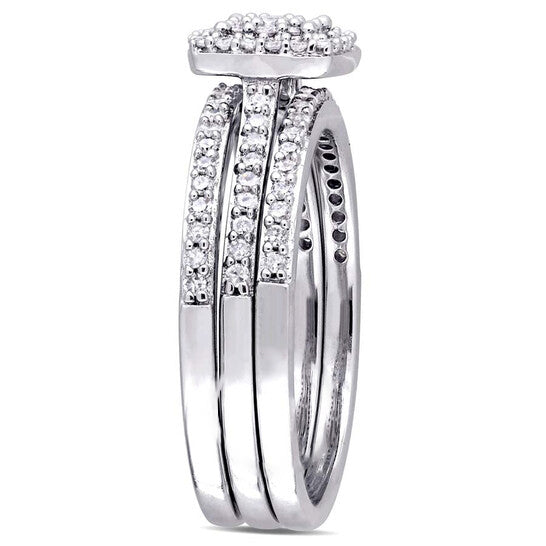 Original Amour 1/2 cttw Diamond Cluster Bridal Set Ring in 14K White Gold JMS005281