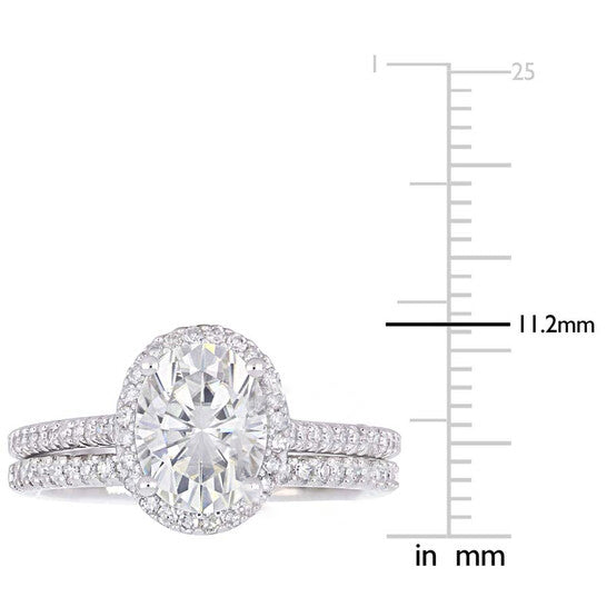 Original Amour 1/3 CT DIAMOND TW AND 2 CT TGW Created MOISSANITE-WHITE BRIDAL RING SET 14K WHITE GOLD JMS005324