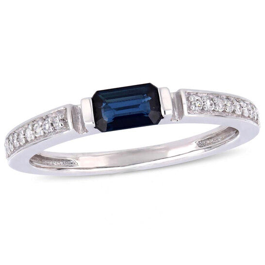 Original Amour 1/3 CT TGW Sapphire and 1/10 CT TW Diamond Ring in 10k White Gold JMS004945