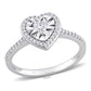 Original Amour 1/3 CT TW Heart & Round Shape Diamond Halo Engagement Ring in 14k White Gold