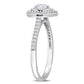 Original Amour 1/3 CT TW Heart & Round Shape Diamond Halo Engagement Ring in 14k White Gold