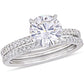 Original Amour 1/4 CT DIAMOND TW AND 1 3/4 CT TGW Created MOISSANITE-WHITE BRIDAL RING SET 14K WHITE GOLD JMS005320