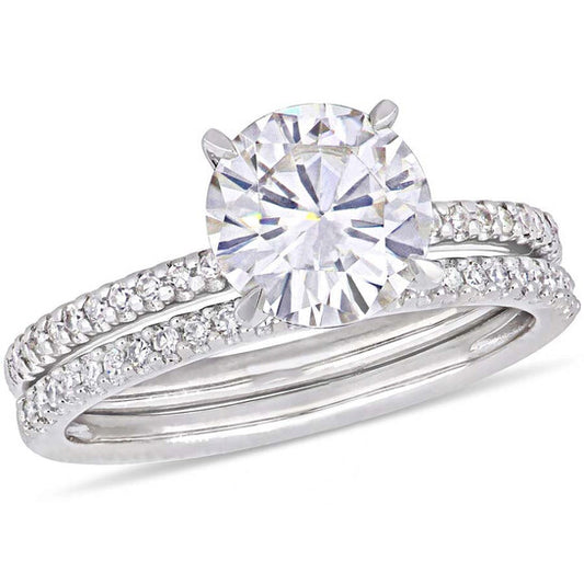 Original Amour 1/4 CT DIAMOND TW AND 1 3/4 CT TGW Created MOISSANITE-WHITE BRIDAL RING SET 14K WHITE GOLD JMS005320