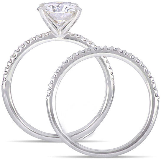 Original Amour 1/4 CT DIAMOND TW AND 1 3/4 CT TGW Created MOISSANITE-WHITE BRIDAL RING SET 14K WHITE GOLD JMS005320