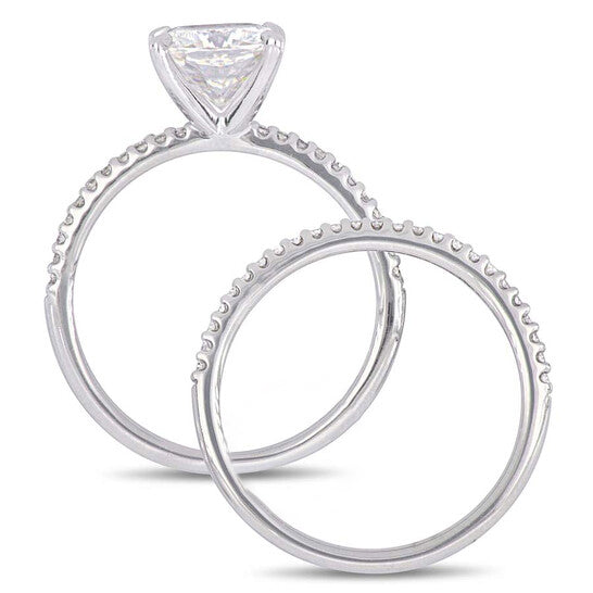 Original Amour 1/4 CT DIAMOND TW AND 2 CT TGW Created MOISSANITE-WHITE BRIDAL RING SET 14K WHITE GOLD JMS005321