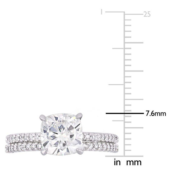 Original Amour 1/4 CT DIAMOND TW AND 2 CT TGW Created MOISSANITE-WHITE BRIDAL RING SET 14K WHITE GOLD JMS005321