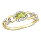 Original Amour 1/4 CT TGW Peridot and 1/8 CT TDW Diamond Mini Oval Link Ring in 10k Yellow Gold