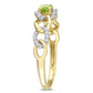 Original Amour 1/4 CT TGW Peridot and 1/8 CT TDW Diamond Mini Oval Link Ring in 10k Yellow Gold