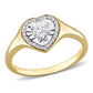 Original Amour 1/4 CT TW Heart & Round Shape Diamond Halo Engagement Ring in 14k Yellow Gold