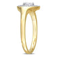 Original Amour 1/4 CT TW Heart & Round Shape Diamond Halo Engagement Ring in 14k Yellow Gold