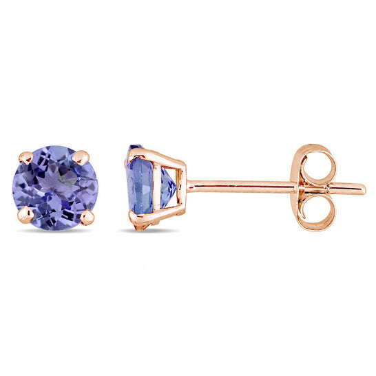 Original AMOUR Tanzanite Stud Earrings In 14K Rose Gold