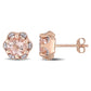 Original AMOUR 1 3/4 CT TGW Morganite and Diamond Accent Flower Stud Earrings In 14K Rose Gold