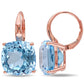 Original AMOUR 23 1/3 CT TGW Sky Blue Topaz Leverback Earrings In 14K Rose Gold