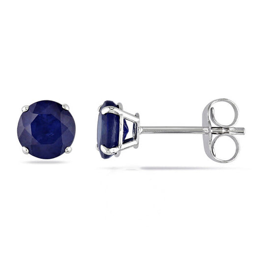 Original AMOUR Sapphire Stud Earrings In 14K White Gold