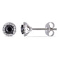 Original AMOUR 1/2 CT TW Black and White Halo Diamond Stud Earrings In 14K White Gold