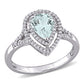 Original Amour 14k White Gold 1/4 CT TDW Diamond and 1 1/5 CT TGW Aquamarine Halo Ring