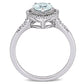 Original Amour 14k White Gold 1/4 CT TDW Diamond and 1 1/5 CT TGW Aquamarine Halo Ring