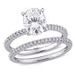 Original Amour 14K White Gold 1/4 CT TDW Diamond and 2 CT TGW Created White Moissanite Bridal Ring Set