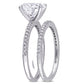 Original Amour 14K White Gold 1/4 CT TDW Diamond and 2 CT TGW Created White Moissanite Bridal Ring Set