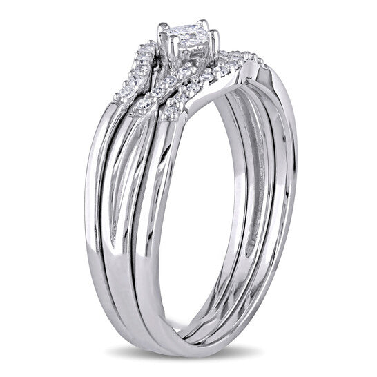 Original Amour 14K White Gold 1/4 CT TDW Diamond Bridal Set Ring