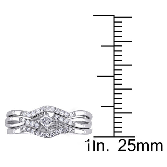 Original Amour 14K White Gold 1/4 CT TDW Diamond Bridal Set Ring