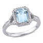 Original Amour 14K White Gold 1/5 CT TDW Diamond and 1 7/8 CT TGW Aquamarine Halo Ring