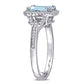 Original Amour 14K White Gold 1/5 CT TDW Diamond and 1 7/8 CT TGW Aquamarine Halo Ring