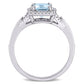 Original Amour 14K White Gold 1/5 CT TDW Diamond and 1 7/8 CT TGW Aquamarine Halo Ring