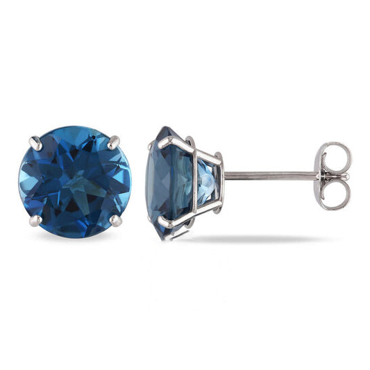 Original AMOUR 4 3/5 CT TGW London Blue Topaz Stud Earrings In 14K White Gold