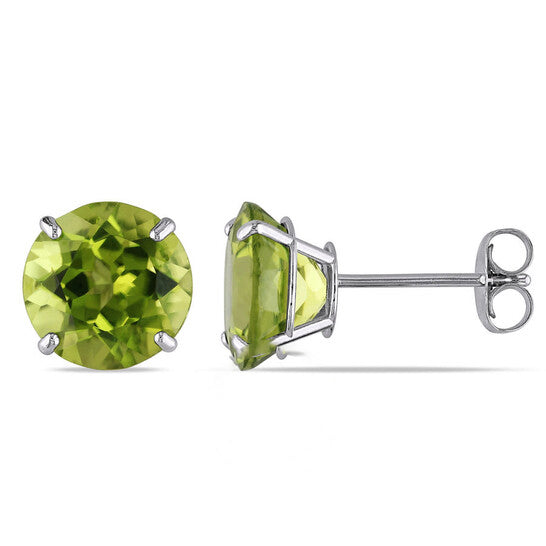 Original AMOUR 4 CT TGW Peridot Stud Earrings In 14K White Gold