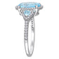 Original Amour 14K White Gold 4 CT TGW Sky Blue Topaz and 1/4 CT TDW Diamond 3-Stone Ring