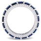 Original Amour 14k White Gold 5/8 CT Diamond TW And 11 7/8 CT TGW Blue Sapphire Eternity Ring