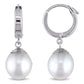 Original AMOUR 9 - 10 Mm South Sea Cultured Pearl Hinged Hoop Drop Earrings In 14K White Gold