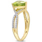 Original Amour 14k Yellow Gold 1 5/8 CT TGW Heart Peridot and 1/5 CT TDW Diamond Infinity Ring