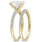 Original Amour 14k Yellow Gold 1/4 CT Diamond and 2 CT TGW Created White Moissanite Bridal Ring Set