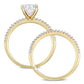 Original Amour 14k Yellow Gold 1/4 CT Diamond and 2 CT TGW Created White Moissanite Bridal Ring Set