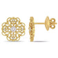 Original AMOUR 1/4 CT TW Diamond Filigree Floral Stud Earrings In 14K Yellow Gold