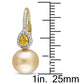 Original AMOUR 1/8 CT TW Diamond, 9 - 9.5 Mm Golden South Sea Pearl and Yellow Sapphire Drop Leverback Earrings In 14K Yellow Gold