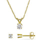 Original AMOUR 3/8 CT TW Diamond Solitaire Pendant with Chain and Stud Earrings 2-piece Set In 14K Yellow Gold