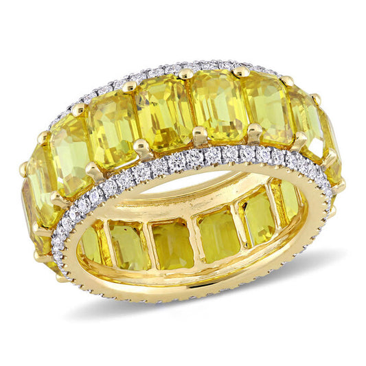 Original Amour 14k Yellow Gold 5/8 CT Diamond TW And 11 7/8 CT TGW Yellow Sapphire Eternity Ring