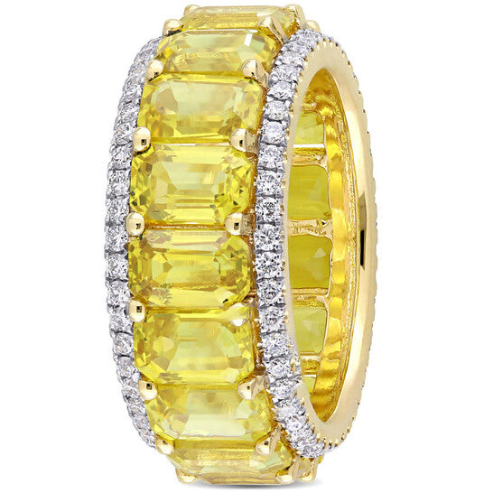 Original Amour 14k Yellow Gold 5/8 CT Diamond TW And 11 7/8 CT TGW Yellow Sapphire Eternity Ring