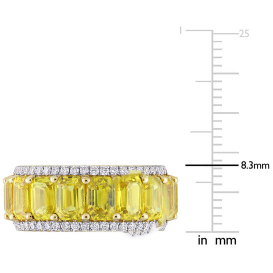 Original Amour 14k Yellow Gold 5/8 CT Diamond TW And 11 7/8 CT TGW Yellow Sapphire Eternity Ring